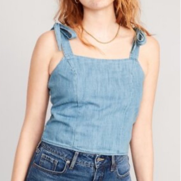 Old Navy Fitted Tie Cropped Jean Corset Cami Top for Women SZ XS - Picture 6 of 6